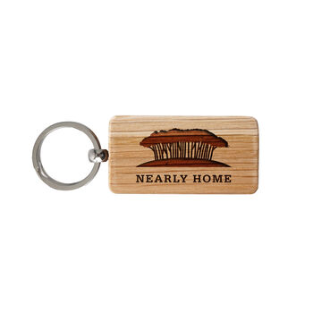 Cornish Gifts 'Nearly Home' Rectangular Oak Keyring, 2 of 2