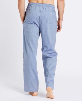 Men's Garrison Blue Herringbone Pyjama Trousers, 2 of 3