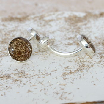Silver Cufflinks With Brass Metal Filings, 2 of 3
