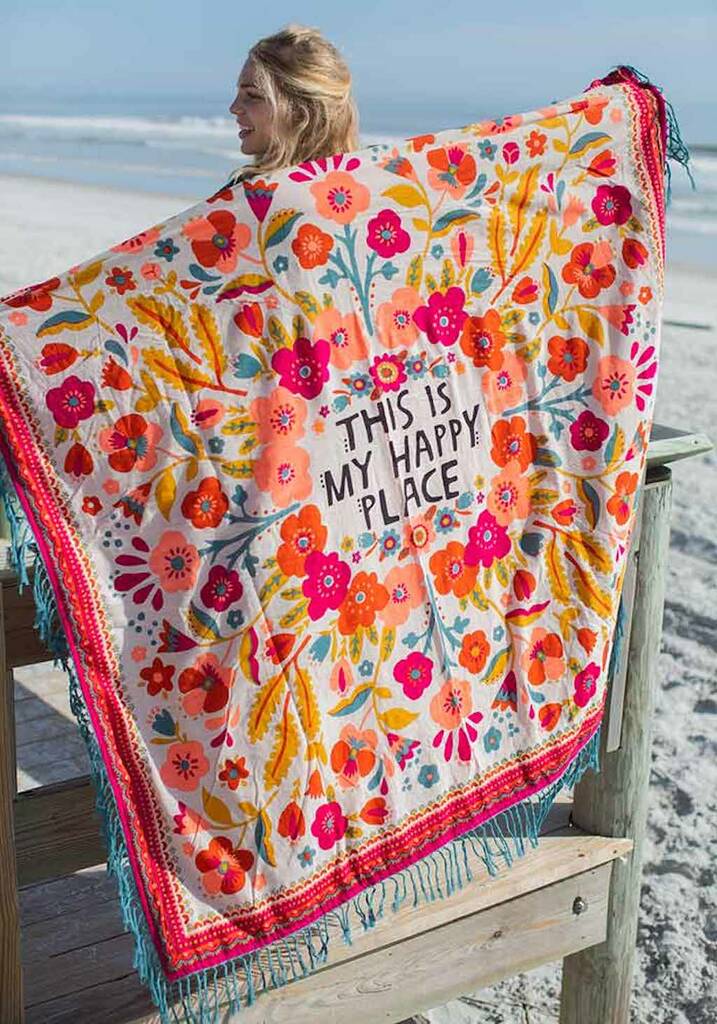 'This Is My Happy Place' Beach Towel Blanket, 1 of 4