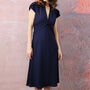 Petal Sleeve Forties Style Dress In French Navy Crepe, thumbnail 1 of 4