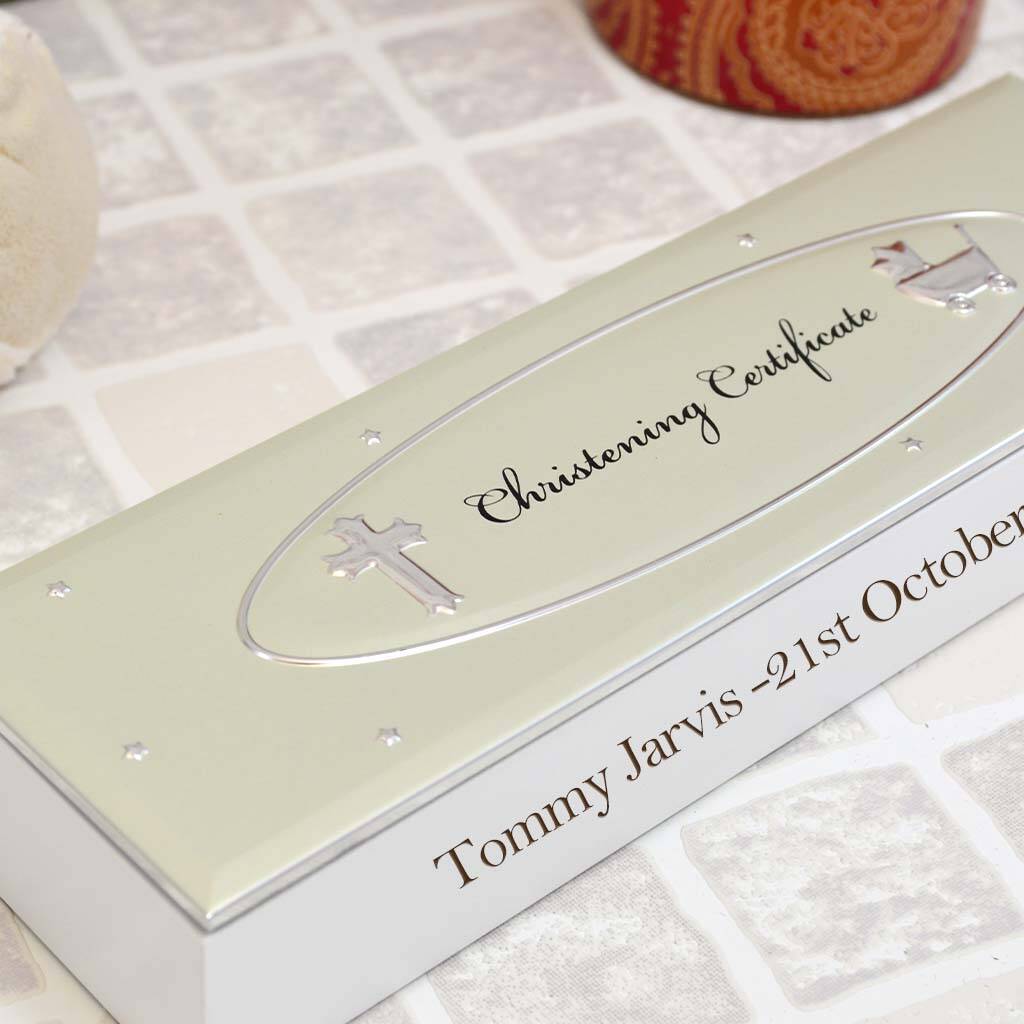 Personalised Baby's Christening Certificate Holder By