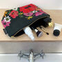 Cosmetic Bag Large Washable Makeup Pouch Black Poppies, thumbnail 4 of 10
