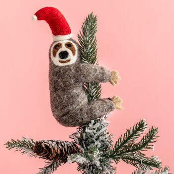 Felt Sloth Christmas Tree Topper, 2 of 3