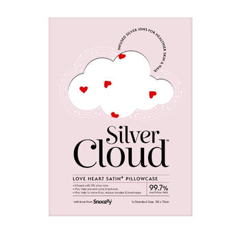 Silver Cloud Heart Print And White Pillowcase Set, 7 of 8