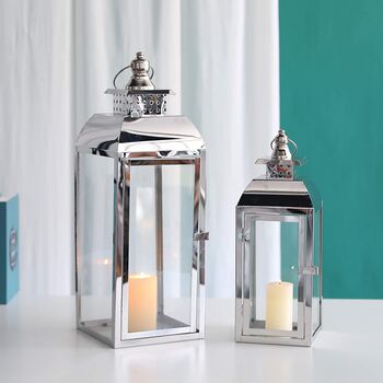 Set Of Two Stainless Steel Hanging Candles Lantern, 6 of 8