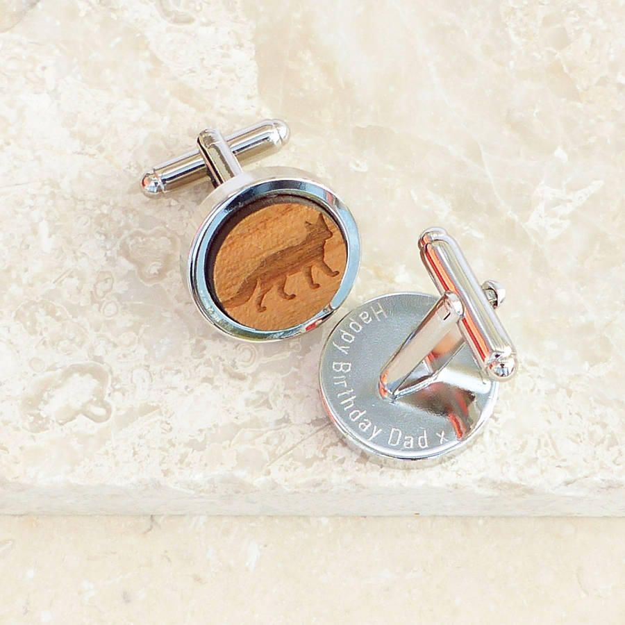 Image of Personalised Wooden Fox Cufflinks