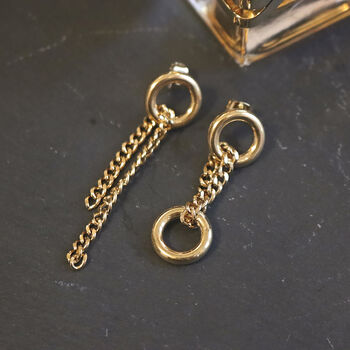 Asymmetric Hoop Chain Earrings 18ct Gold Plated, 5 of 8