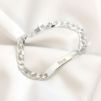 Personalised Sterling Silver Curb Identity Bracelet, 7 of 9