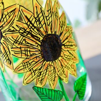 Sunflower Hand Painted Glass Vase, 5 of 8