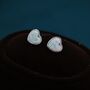 White Opal Heart Stud Earrings In Sterling Silver, thumbnail 6 of 11