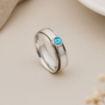 Personalised Sterling Silver Blue Opal Spinner Ring – 5mm, 4 of 8