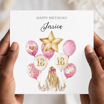 18th Birthday Girl Card, Pink Balloons Card For Daughter, Granddaughter, 2 of 3