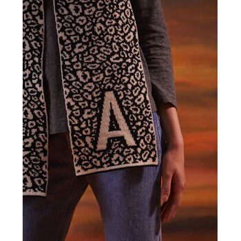 Personalised A Z Initial Leopard Wool And Cashmere Scarf, 3 of 6