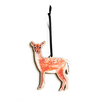 Sylvan Fawn Wooden Hanging Decoration, 2 of 4