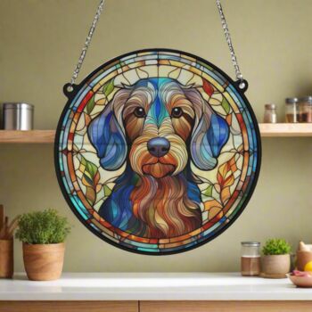 Dachshund Wirehaired Stained Glass Effect Suncatcher, 5 of 5