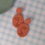 Abstract Face Polymer Clay Earrings, thumbnail 3 of 3