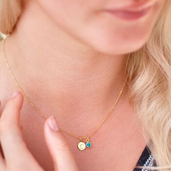 Gold Mini Initial And Birthstone Necklace, 2 of 9