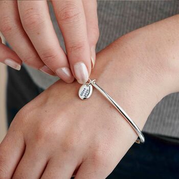 Personalised Solid Silver Pebble Bangle, 2 of 10