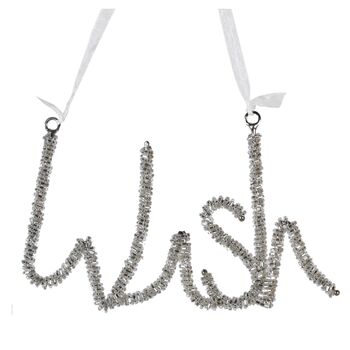 Silver Beaded ' Wish' Hanging Decoration, 2 of 2