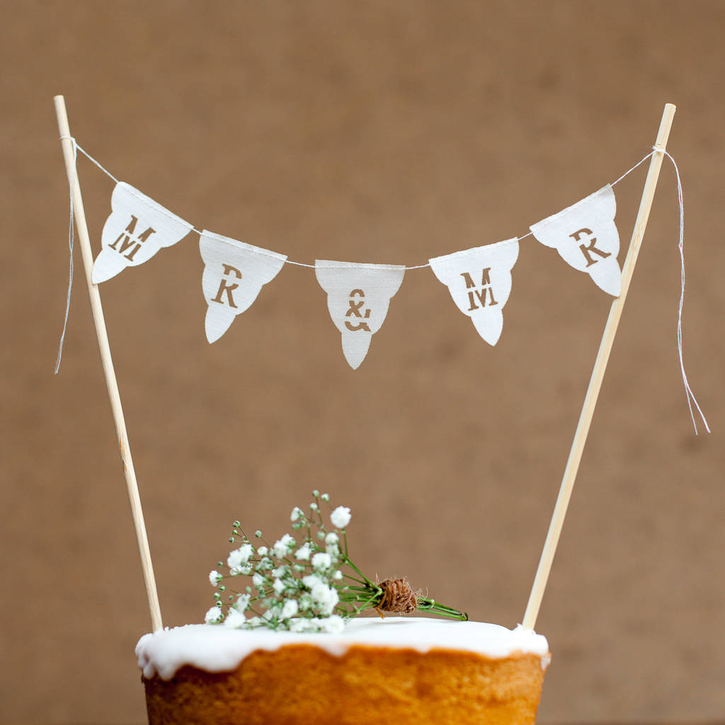 Mr And Mrs Wedding Cake Bunting Topper Real Fabric By Baloolah Bunting