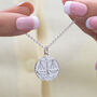 Engraved Sterling Silver Libra Zodiac Necklace, thumbnail 2 of 8