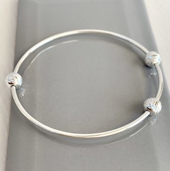 30th Birthday Sparkly Beads Handmade Silver Bangle By Handmade by Helle