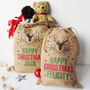 Personalised Christmas Sack With Stag Print, thumbnail 1 of 4