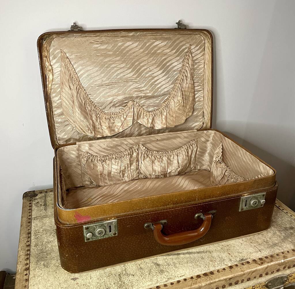 Small Vintage Brown Suitcase By Ev Home