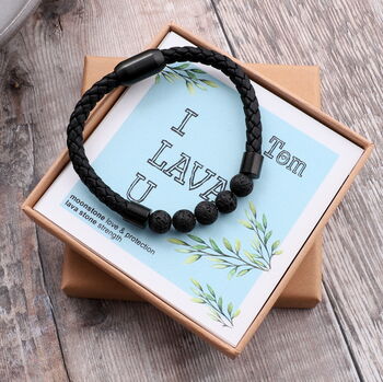 Handmade Personalised Lava Stone Bracelet For Men, 7 of 8