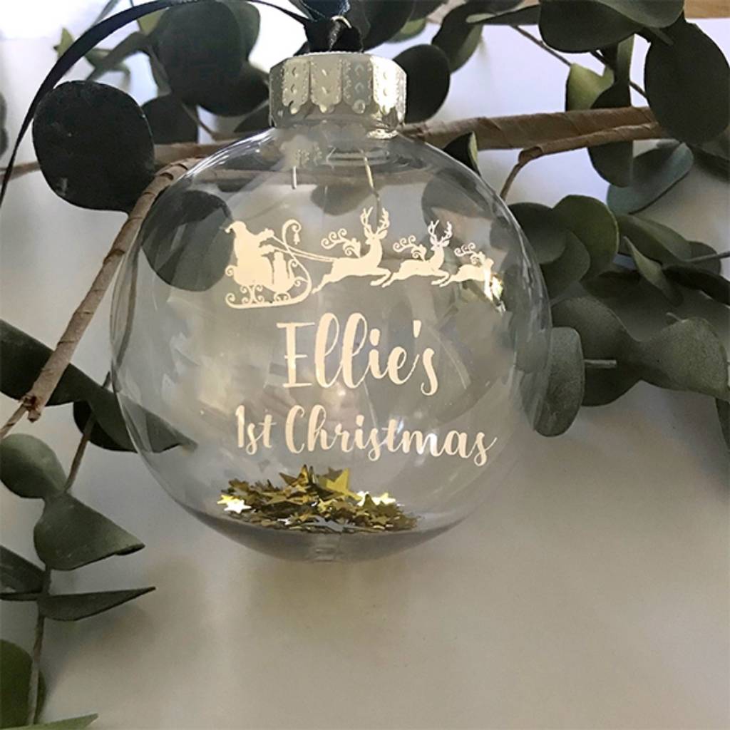 Personalised Baby's First Christmas Sleigh Bauble By Tailored Chocolates and Gifts Personalised Baby's First Christmas Sleigh Bauble By Tailored Chocolates and Gifts