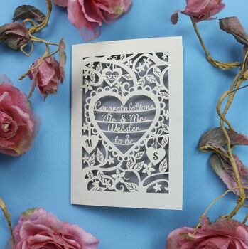 Personalised Papercut Heart Engagement Card, 7 of 12