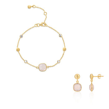 Iseo Pink Chalcedony And Gold Plated Jewellery Set, 2 of 5