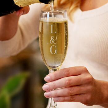 Personalised Couples Initials Flute Glass, 2 of 8
