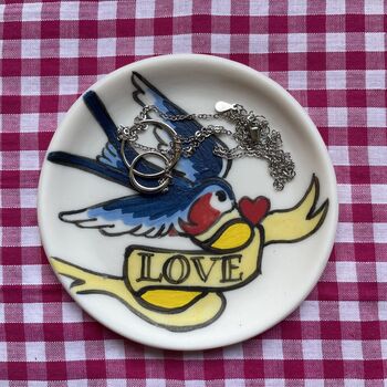 Vintage Tattoo Hand Painted Trinket Dish, 3 of 3