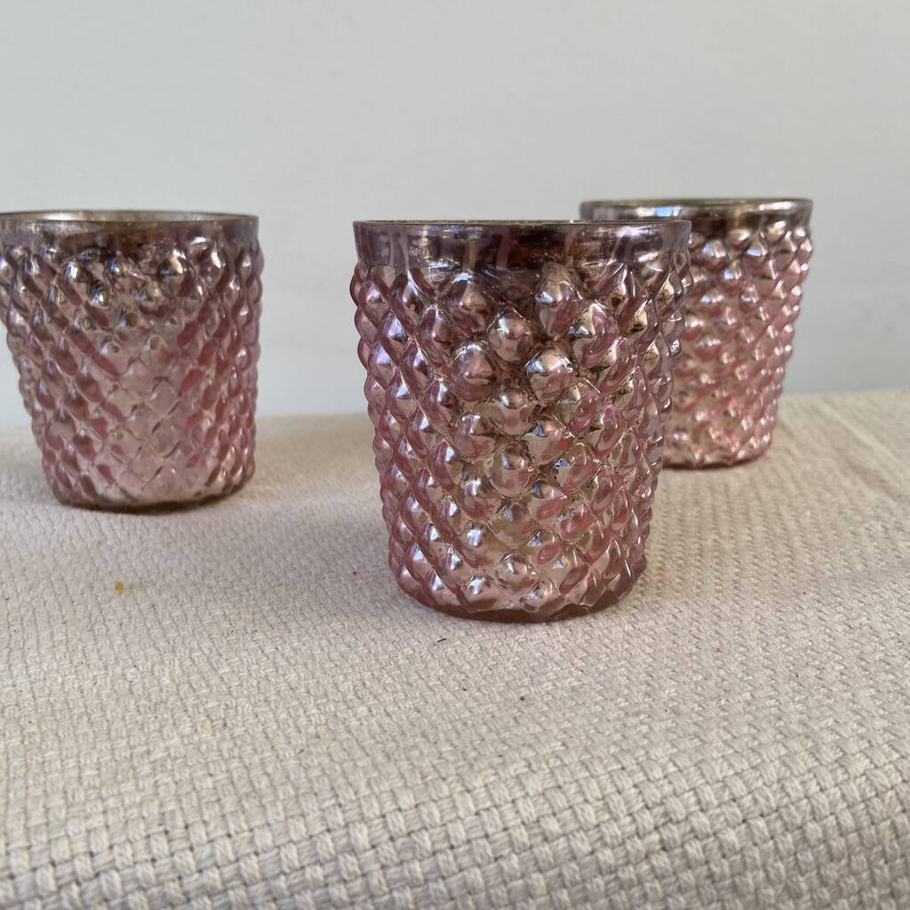 Gold / Copper / Pink Tea Light Holder Quilted Design By The Wedding of