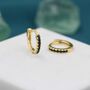 Sterling Silver Skinny Huggie Hoop Earrings With Black Cz Crystals, thumbnail 6 of 12