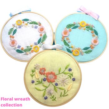 Turquoise Floral Wreath Embroidery Kit, 6 of 11