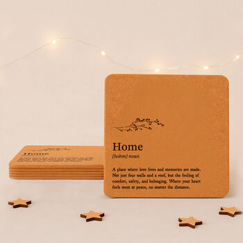 Set Of Six 'Home' Cork Coasters | Homeware | Tableware | Festive, 2 of 3