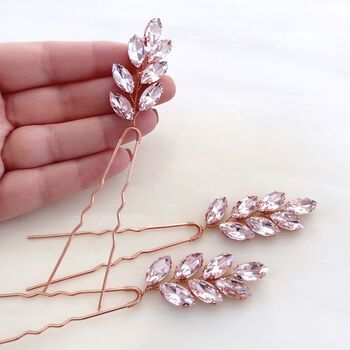 Large Pink Crystal Hair Pins, 3 of 3