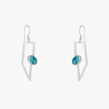 Geometric Oasis Turquoise Drop Silver Earrings, 2 of 3