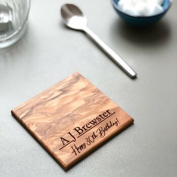 Personalised Italian Olive Wood Coasters, 2 of 9