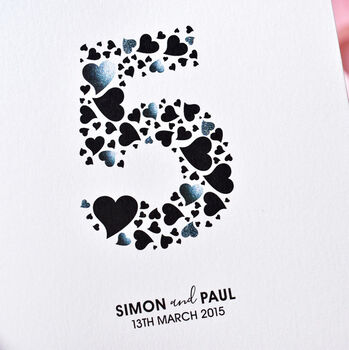 Personalised Love Hearts 5th Anniversary Card, 2 of 3