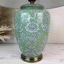 Sage Green White Floral Pattern Ceramic Porcelain Table, thumbnail 4 of 6