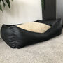 Luxury Vegan Leather And Sherpa Fleece Sofa Dog Bed, thumbnail 7 of 12