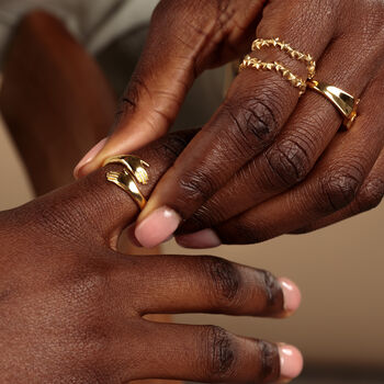 Gold Plated Sterling Silver Open Style Hug Ring, 3 of 5
