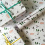 Penguin And Shark Go Skiing Eco Wrapping Paper, thumbnail 1 of 1