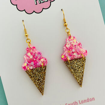 Ice Cream Glitter Resin Earrings, 2 of 2