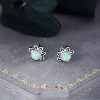 Green Opal Crown Stud Earrings, 5 of 10