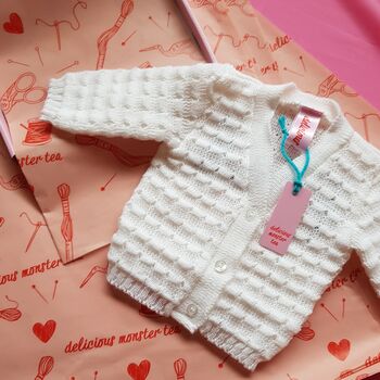Hand Embroidered Personalised Baby Name Cardigan, 8 of 9